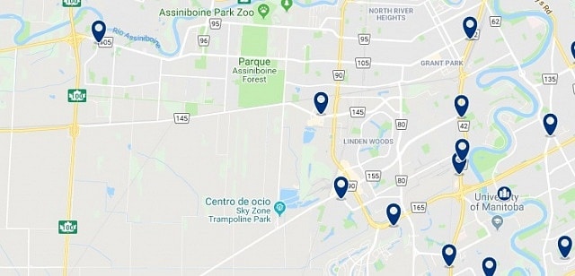 Accommodation in Fort Garry - Click on the map to see all available accommodation in this area