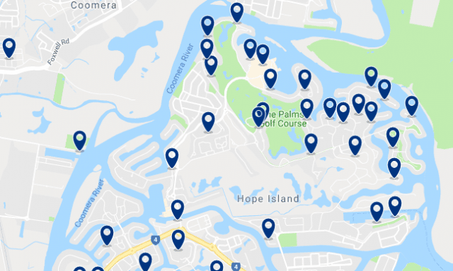 Accommodation in Hope Island – Click on the map to see all accommodation in this area