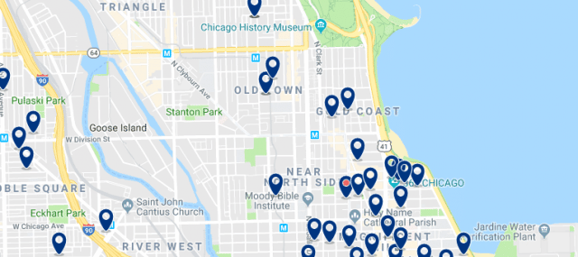 Alojamiento en Old Town Chicago - Clica sobre el mapa para ver todo el alojamiento en esta zona
