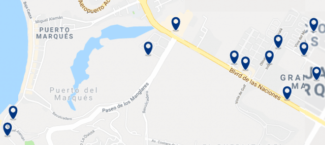 Accommodation in Puerto Marqués – Click on the map to see all available accommodation in this area