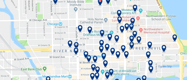 Accommodation in River North & Magnificent Mile - Click on the map to see all available accommodation in this area