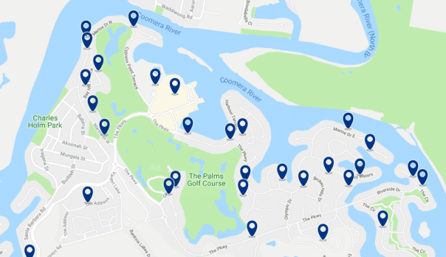 Accommodation in Sanctuary Cove – Click on the map to see all accommodation in this area