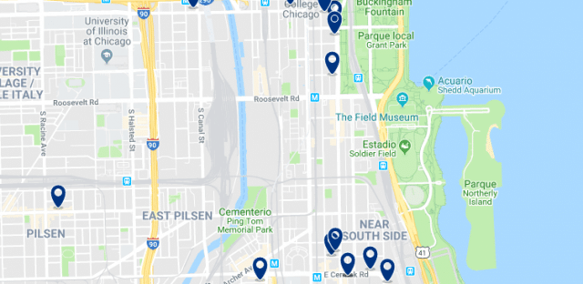 Alojamiento en South Loop - Clica sobre el mapa para ver todo el alojamiento en esta zona