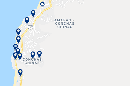 Accommodation in Conchas Chinas – Click on the map to see all available accommodation in this area