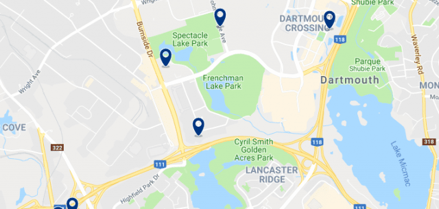 Accommodation in Dartmouth – Click on the map to see all available accommodation in this area