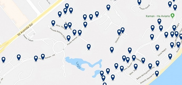 Accommodation in Playacar II - Click on the map to see all available accommodation in this area