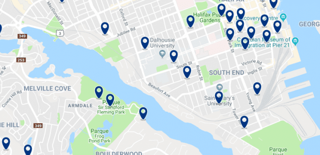 Alojamiento en South End - Clica sobre el mapa para ver todo el alojamiento en esta zona