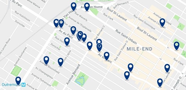 Alojamiento en Mile End – Clica sobre el mapa para ver todo el alojamiento en esta zona
