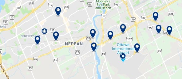 Accommodation in Nepean - Click on the map to see all available accommodation in this area