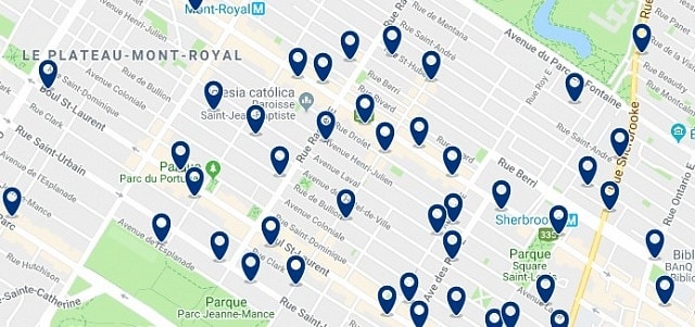Alojamiento en Plateau Mont Royal – Click on the map to see all accommodation in this area