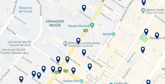 Alojamiento en Underground City – Clica sobre el mapa para ver todo el alojamiento en esta zona