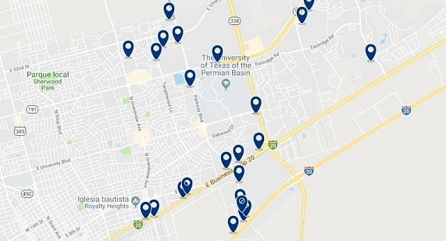Accommodation in Downtown Odessa - Click on the map to see all available accommodation in this area