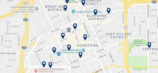 Alojamiento en Downtown Tulsa - Click on the map to see all available accommodation in this area