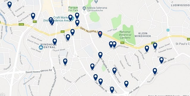 Accommodation in East Windhoek - Click on the map to see all available accommodation in this area