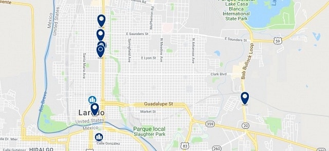 Accommodation in Laredo, Texas - Click on the map to see all available accommodation in this area