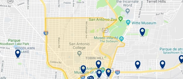 Accommodation in Midtown San Antonio - Click on the map to see all accommodation in this area