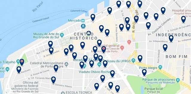 Accommodation in Porto Alegre City Center - Click on the map to see all available accommodation in this area