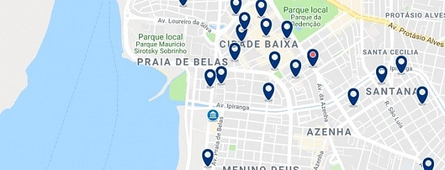 Accommodation in Praia de Belas & Cidade Baixa - Click on the map to see all available accommodation in this area