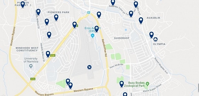 Accommodation in South Windhoek - Click on the map to see all available accommodation in this area