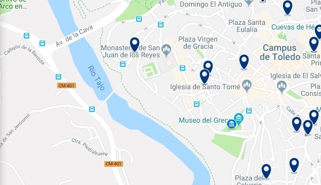 Accommodation in Toledo Jewish Quarter - Click on the map to see all accommodation in this area