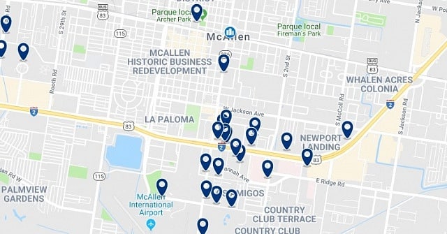 Accommodation in Downtown McAllen - Click on the map to see all accommodation in this area