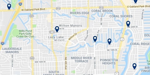 Accommodation in Wilton Manors  - Click on the map to see all available accommodation in this area