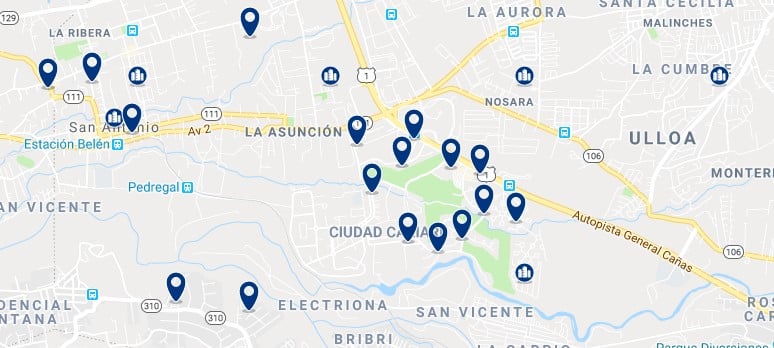 Accommodation in La Asunción - Click on the map to see all accommodation in this area