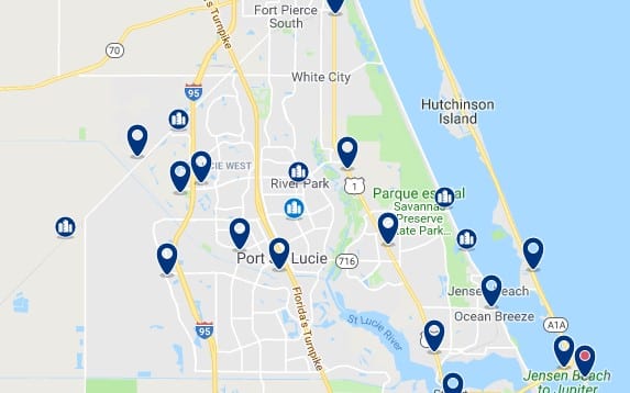 Accommodation in Port Saint Lucie - Click on the map to see all available accommodation in this area