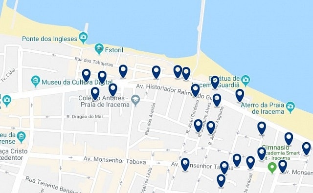 Accommodation in Praia de Iracema - Click on the map to see all available accommodation in this area