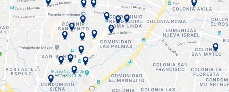 Accommodation in San Benito - Click on the map to see all accommodation in this area