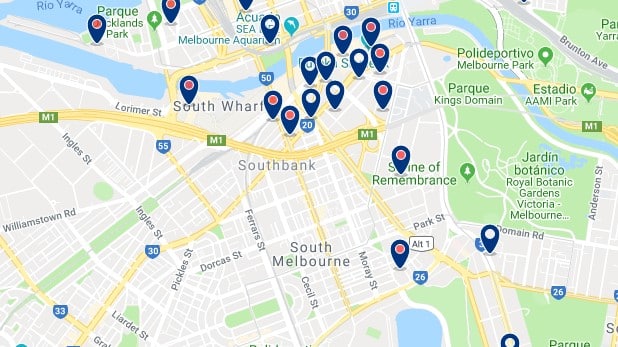 Accommodation in Southbanks - Click on the map to see all available accommodation in this area