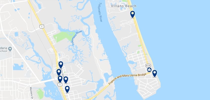Accommodation in Vilano Beach - Click on the map to see all available accommodation in this area