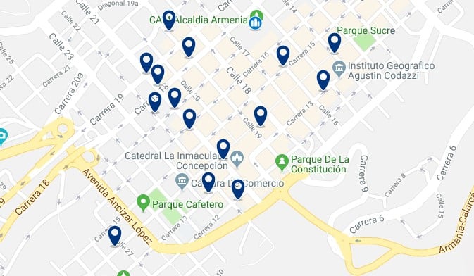 Accommodation in Armenia's city center - Click to see all available accommodation on a map