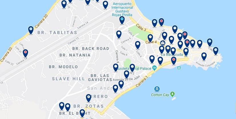 Alojamiento en la Bahía de San Andrés - Click to see all available accommodation on a map
