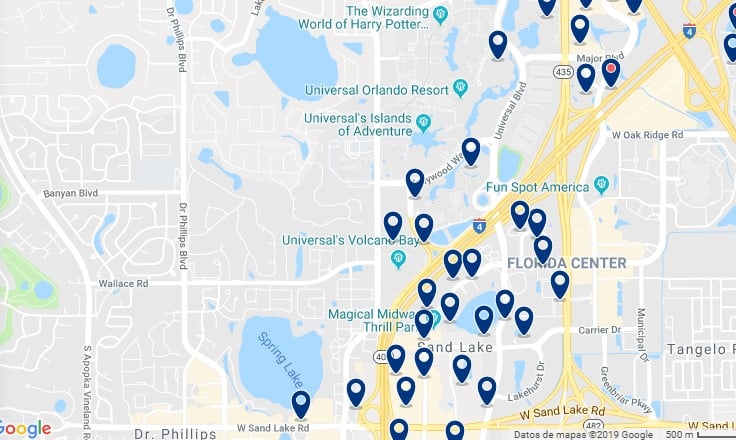 Accommodation near Universal Studios & The Wizarding World of Harry Potter - Click on the map to see all available accommodation in this area