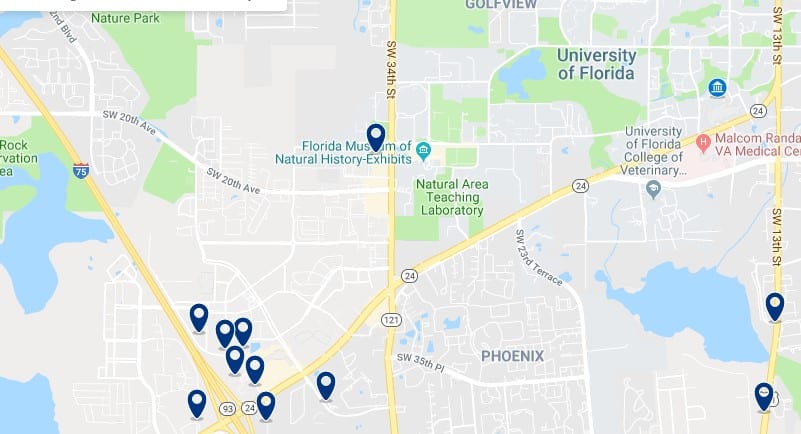 Alojamiento cerca de la Universidad de Florida Gainesville - Haz clic para ver todos el alojamiento disponible en esta zona