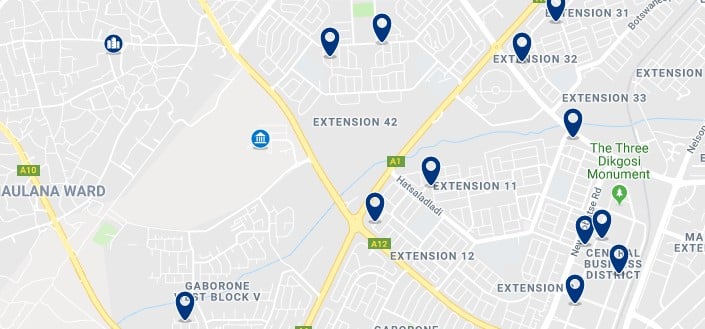 Alojamiento cerca del Centro Internacional de Conferencias Gaborone - Haz clic para ver todos el alojamiento disponible en esta zona