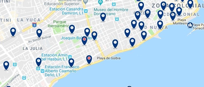 Accommodation around Malecón de Santo Domingo- Click on the map to see all available accommodation in this area