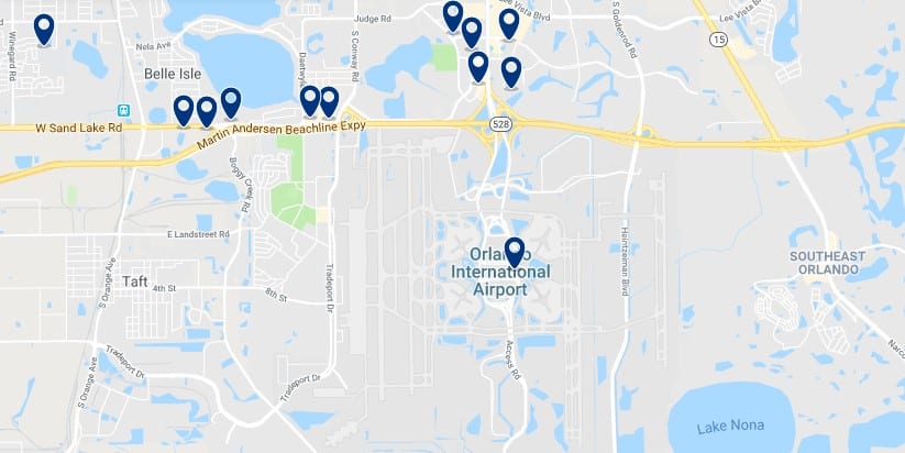 Accommodation near Orlando International Airport - Click on the map to see all available accommodation in this area