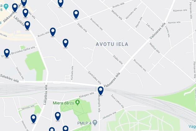 Accommodation in Avotu Iela - Click on the map to see all available accommodation in this area