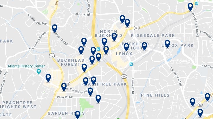 Accommodation in Buckhead - Click on the map to see all accommodation in this area