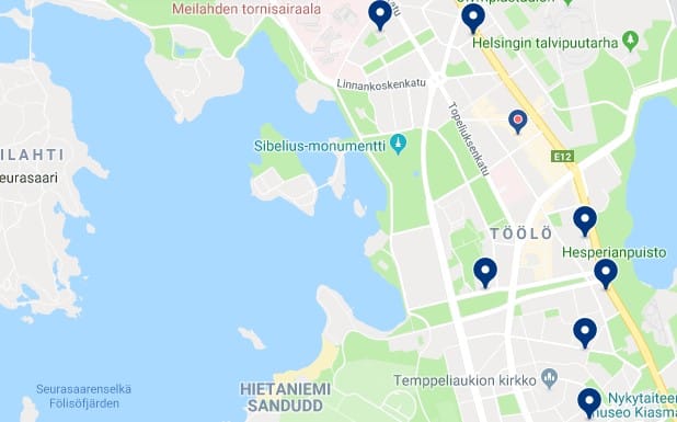 Accommodation in Etu-Töölö - Click on the map to see all available accommodation in this area