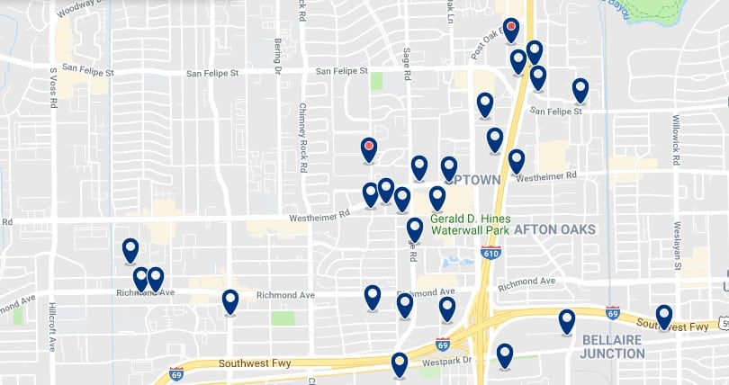 Accommodation in Galleria & Uptown - Click on the map to see all available accommodation in this area