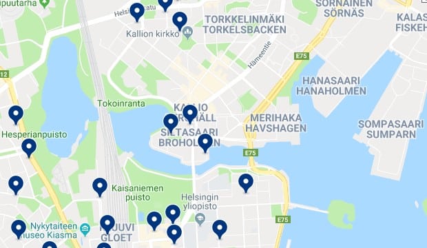 Accommodation in Kallio - Click on the map to see all available accommodation in this area