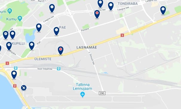 Accommodation in Lasnamäe - Click on the map to see all available accommodation in this area