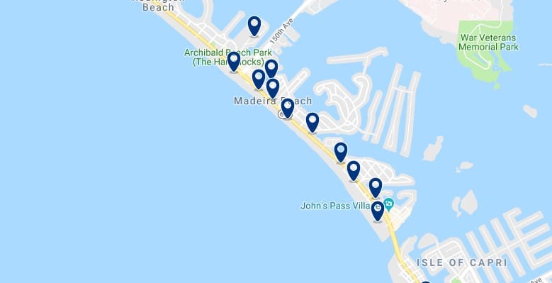 Accommodation in Madeira Beach - Click on the map to see all available accommodation in this area