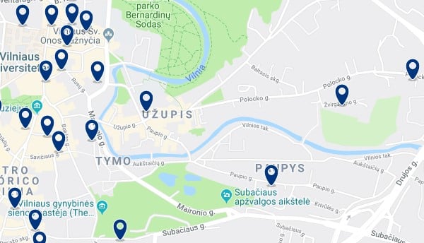 Accommodation in Užupis - Click on the map to see all available accommodation in this area