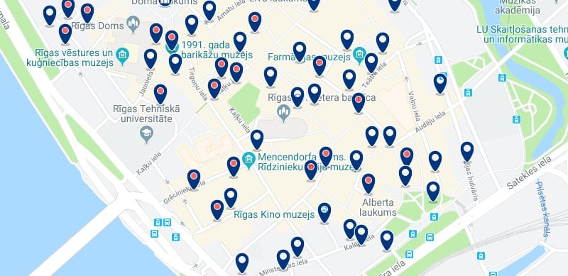 Accommodation in Vecrīga - Click on the map to see all available accommodation in this area