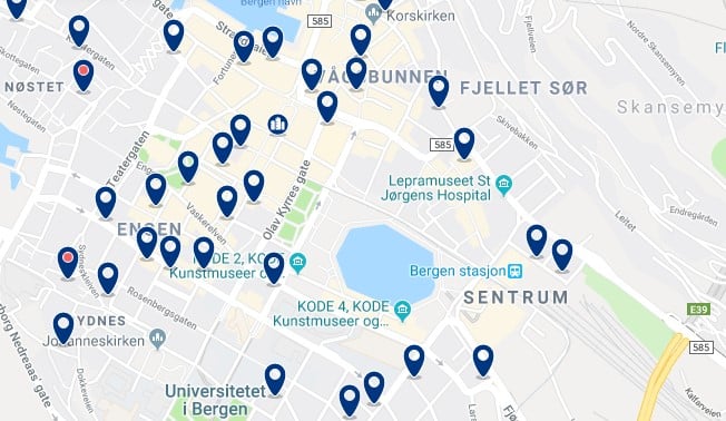 Accommodation in Bergen City Centre - Click to see all available accommodation on a map