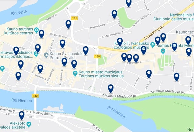 Accommodation in Kaunas' Old Town - Click to see all available accommodation on a map